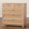 Baxton Studio Elsbeth Mid-Century Modern Oak Brown Finished Wood and Natural Rattan 5-Drawer Storage Cabinet 226-12954-ZORO - alternate 3